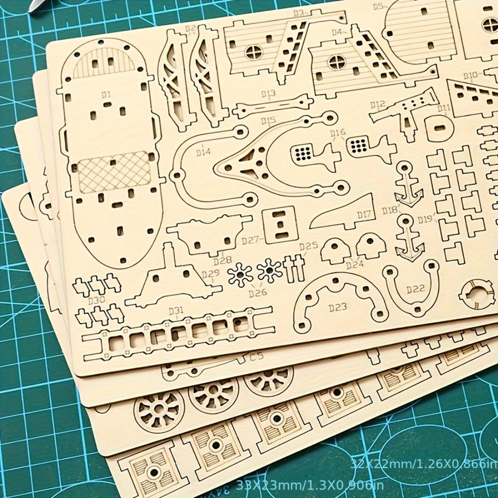 Steampunk Wooden Airship Model Kit with 160 Pieces and Pictured 18.5 x 12.8 x 16.5 cm Assembled Size — image 6