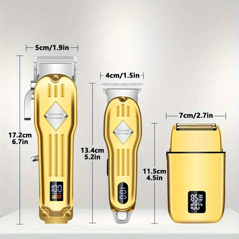 Hair Clippers & Trimmers Three-Piece Set with Full-Size Clipper, T-Blade Detailer, Foil Shaver and LCD Displays — image 5