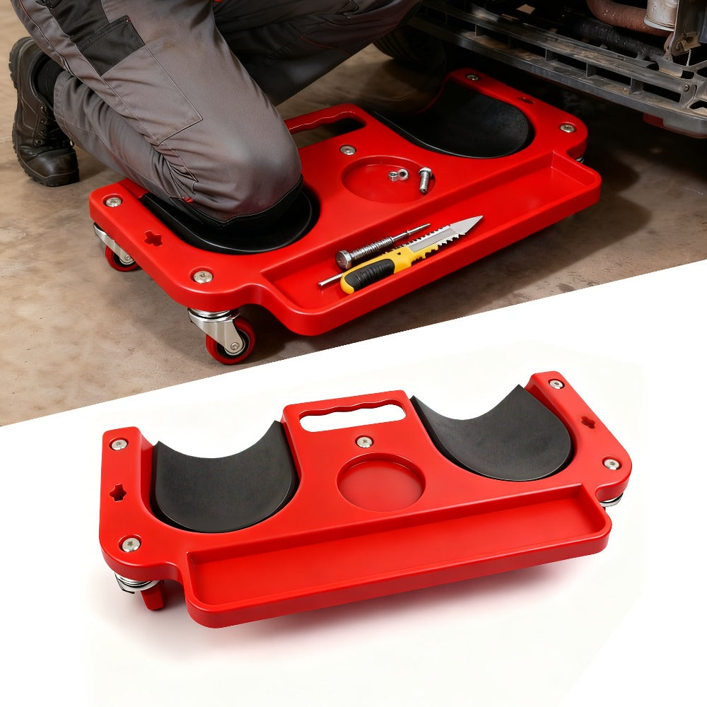 Rolling Knee Creeper Pad with Built-In Tool Tray – ABS High-Impact Frame, Cushioned Kneeling Pad for Car Repairs, Carpentry &