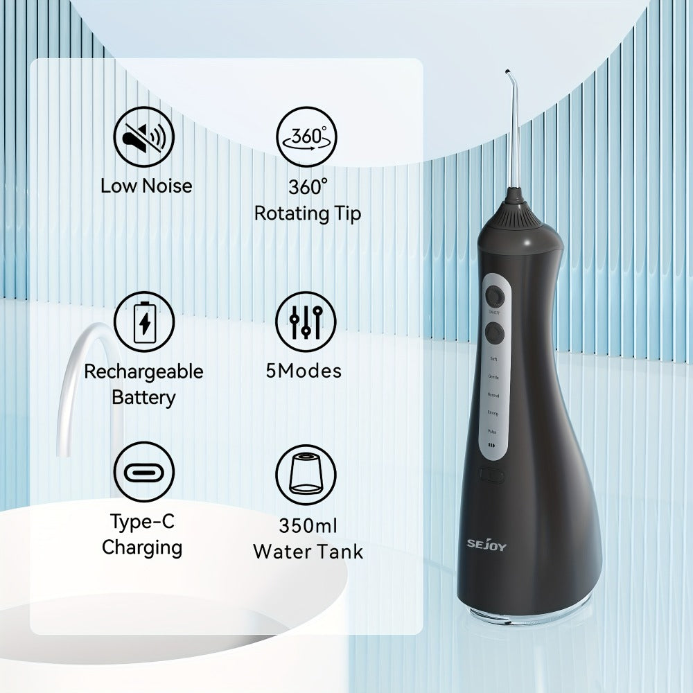 350 ml Cordless Water Flosser Kit with Six Jet Tips, Five Mode Labels, USB Cable and Manual — image 6