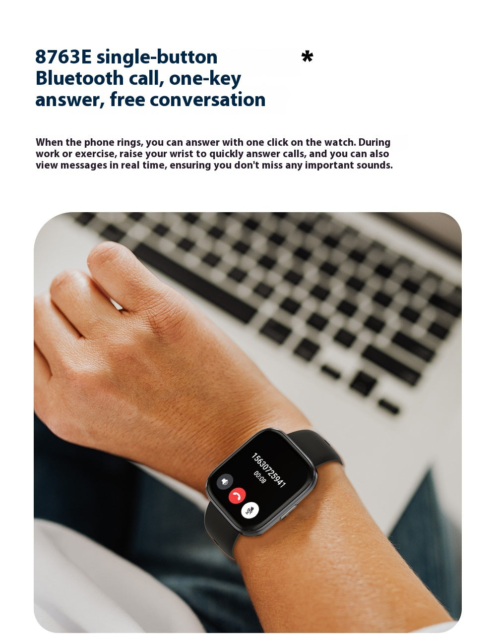 Bluetooth Calling Heart Rate Blood Oxygen Quick Reply Waterproof Sports Watch