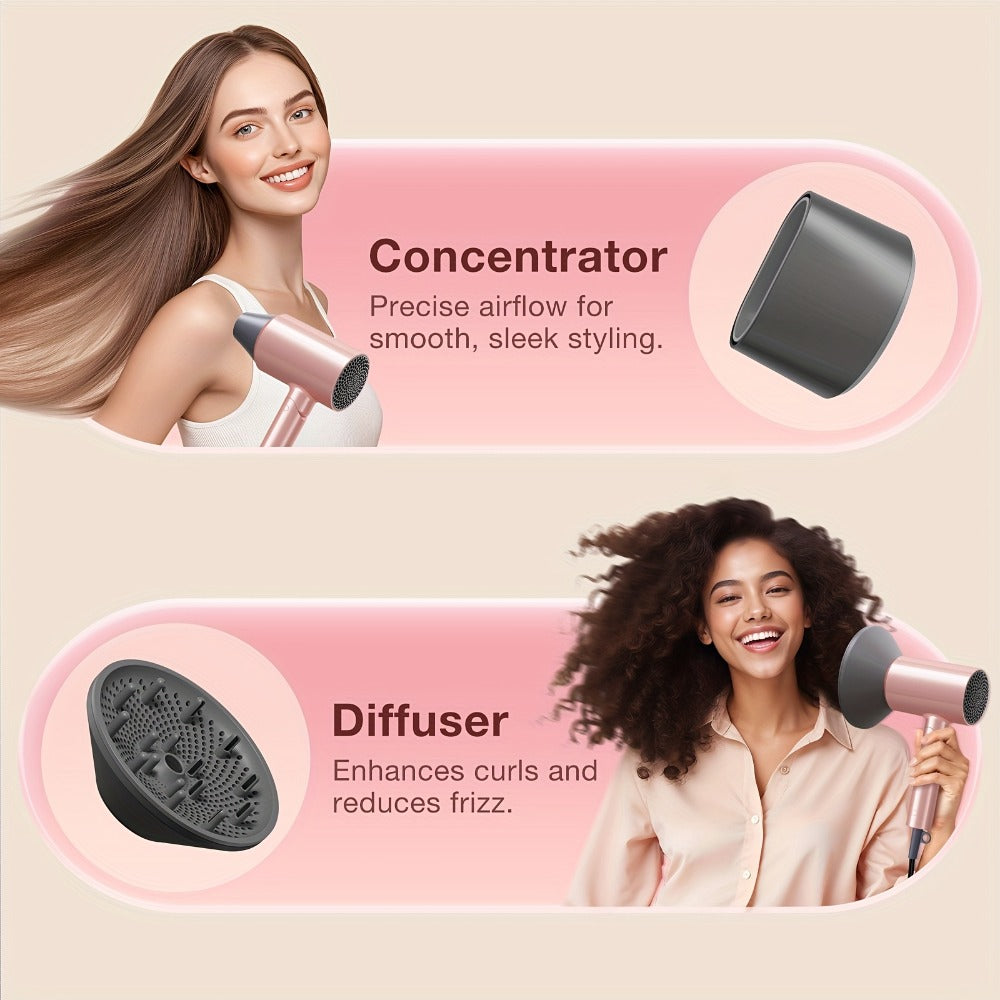 1875W Ionic Travel Hair Dryer Foldable with Diffuser & Concentrator Nozzle – Brushless Motor, 3 Heat Settings, 2 Speeds — ima
