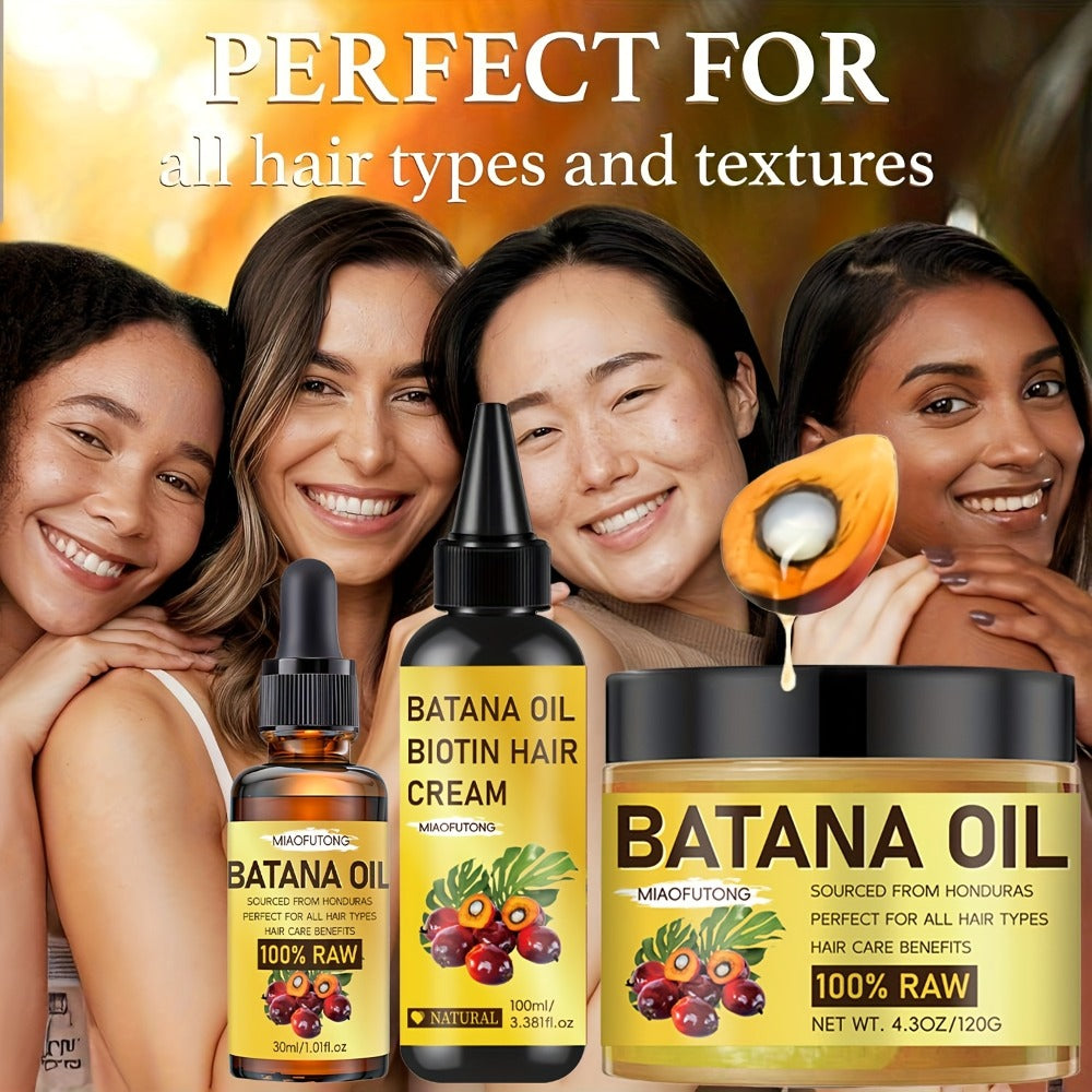 Three-Piece Batana Oil and Biotin Hair Care Set with Large Cream Jar and Coordinated Containers — image 5