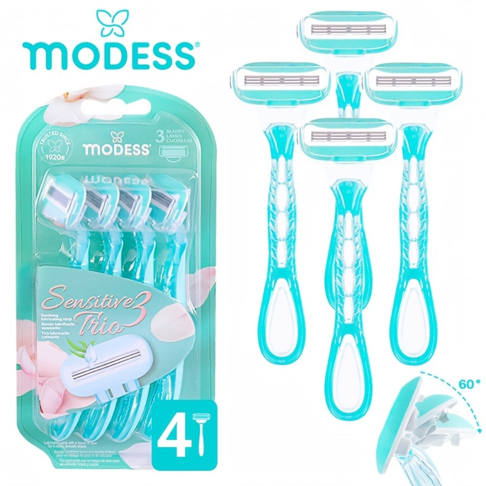 Sensitive Skin Disposable Razors for Women Pastel Teal Blush Pink 4-Pack & 8-Pack Smooth Close Shave Legs Underarms Protectiv