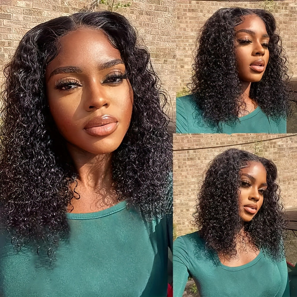 Jerry Curl Human-Hair Lace Closure Wig in Black with 14, 16, 18, 20 or 24-Inch Length Options — image 9