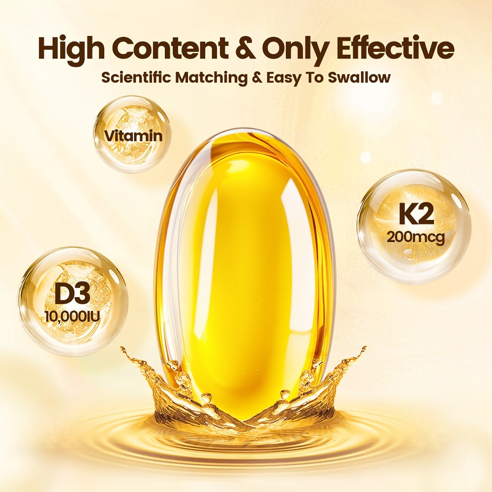 Vitamin D3 K2 Softgels with Coconut Oil, 2-in-1 Premium Bone, Heart & Immune Support Formula for Women & Men — image 3