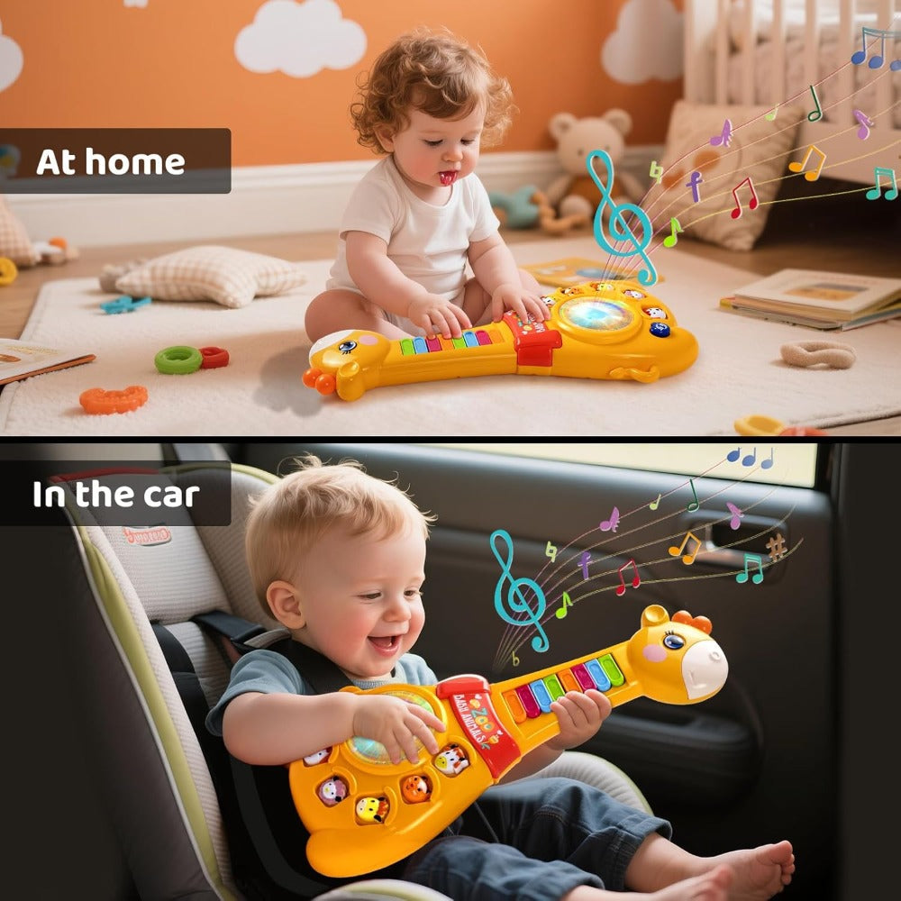 Giraffe Guitar Toy Baby 12 Months with Piano Keys, Animal Sounds & Flashing with the Listed Color, Size or Set Options for Ev