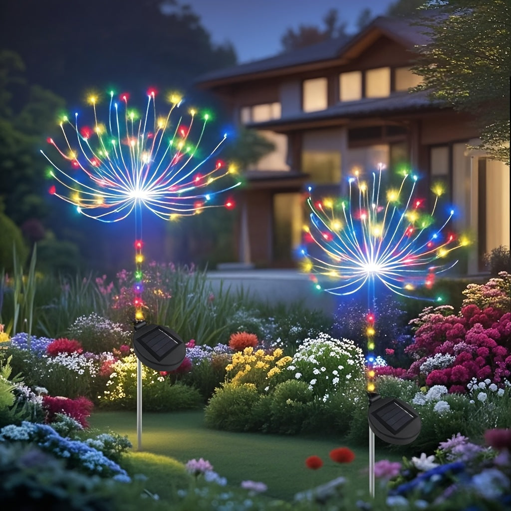 Solar Garden Lights 4-Pack Firework Stakes with 8 Modes in Warm White or Multicolor and Hanging Option — image 3