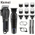 Kemei Hair Clipper & Beard Trimmer Set for Men – Professional Grooming Kit with Reciprocating Shaver, USB Rechargeable, Home 