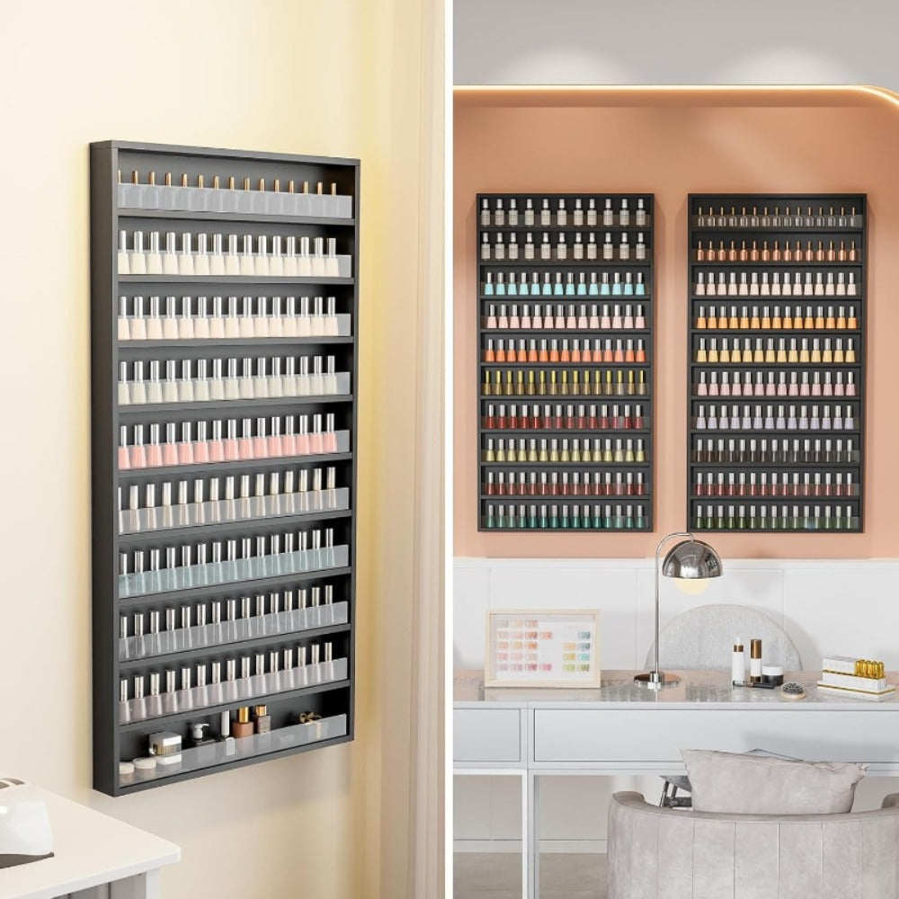 Wall Mount Nail Polish Rack Organizer 6 or 10 Tier with Acrylic Baffle Salon Display Shelf for Gel Polish — image 10