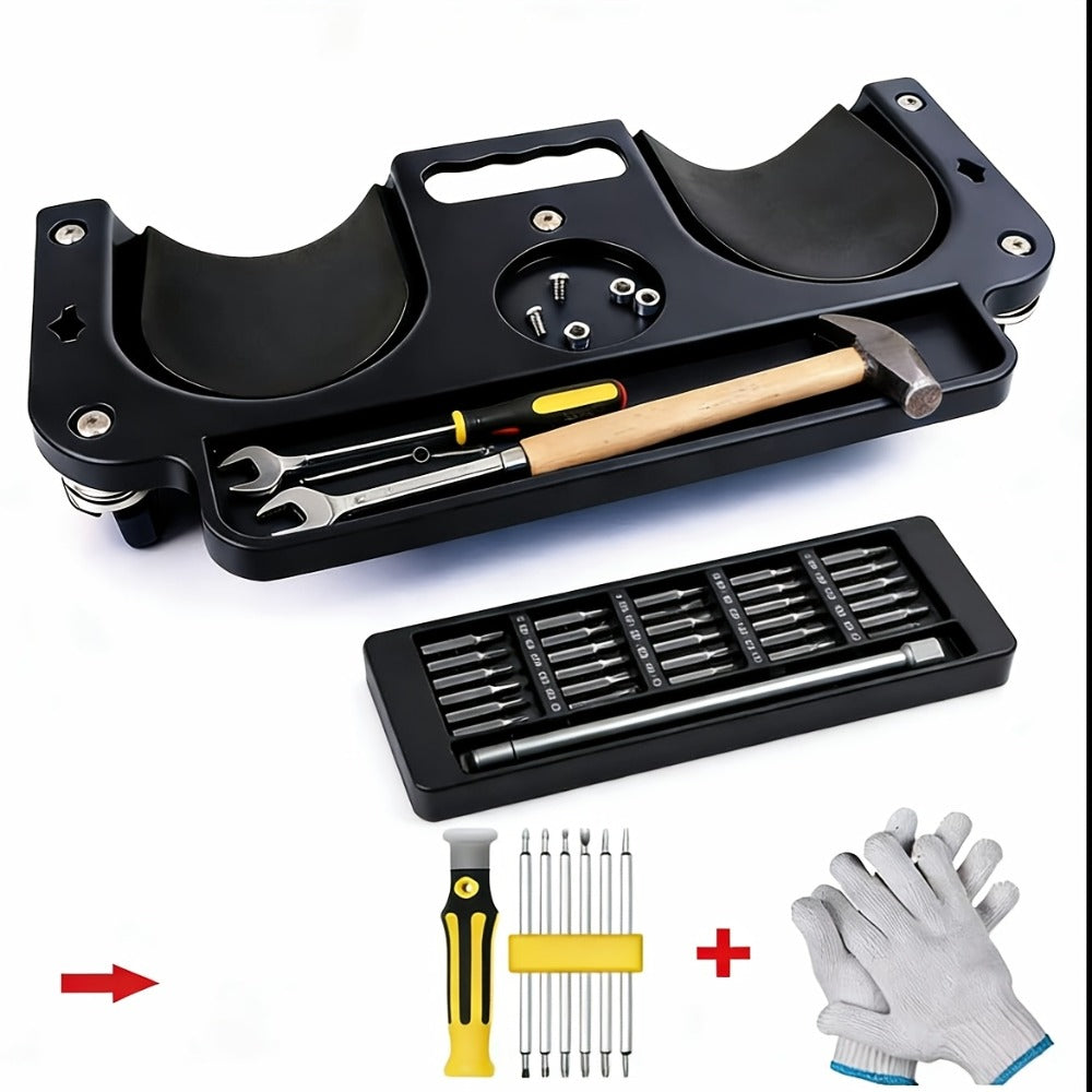 Rolling Knee Creeper Pad with Built-In Tool Tray – ABS High-Impact Frame, Cushioned Kneeling Pad for Car Repairs, Carpentry &