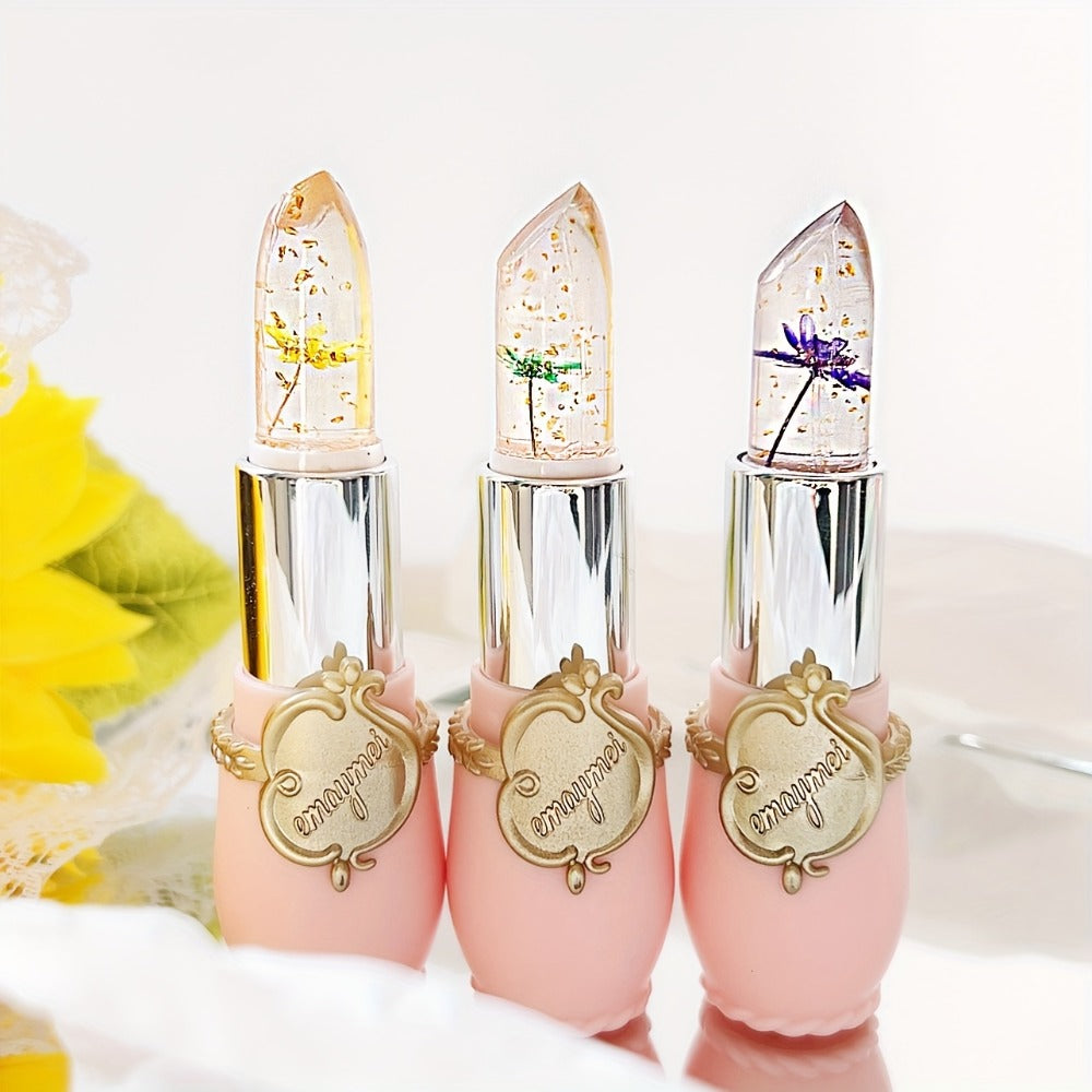 Lip Balm emaymei 6-Piece Flower Jelly Stick Set with Clear Gloss Texture and Pink Gift Box — image 9