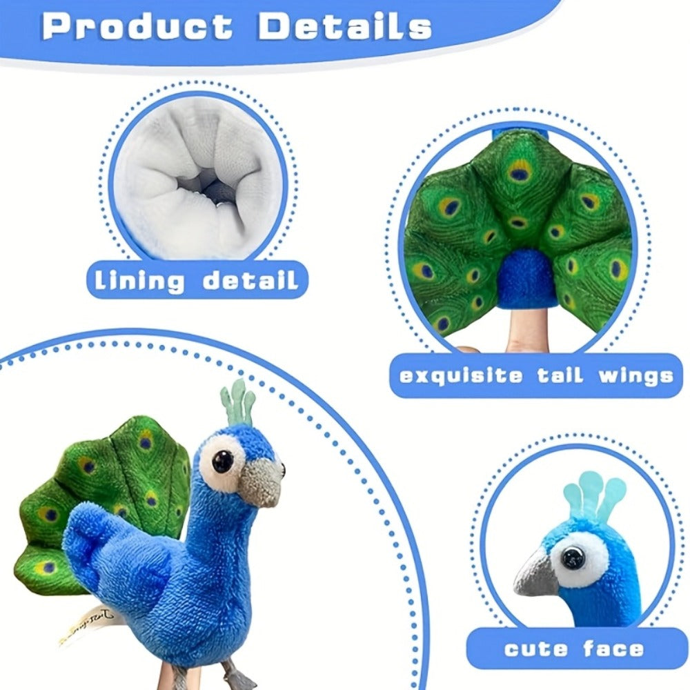 Six-Piece Bird Finger Puppet Set with Parrot, Peacock, Toucan, Flamingo, Owl and Eagle Designs — image 3