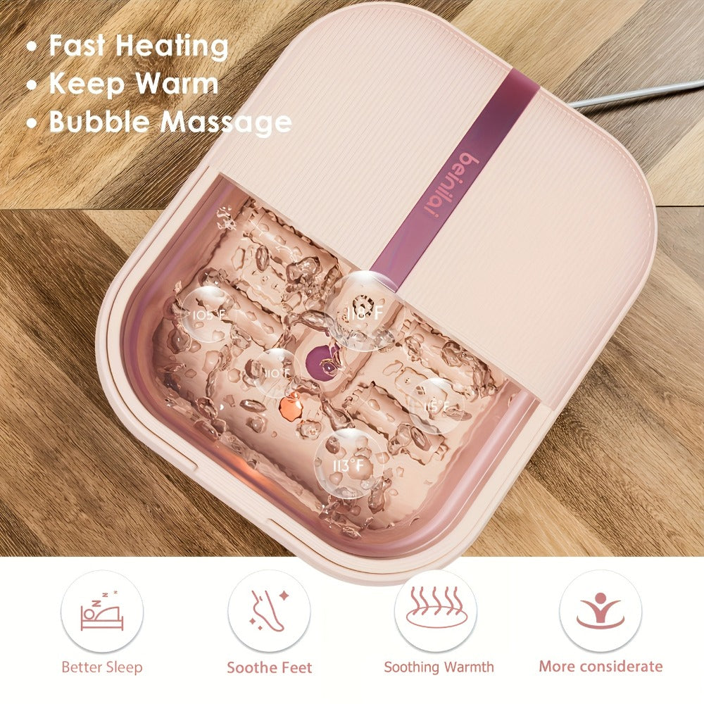 Collapsible Foot Bath Spa Massager with Heat Bubble Jets Massage Rollers LED Light Foldable Pedicure Foot — image 5