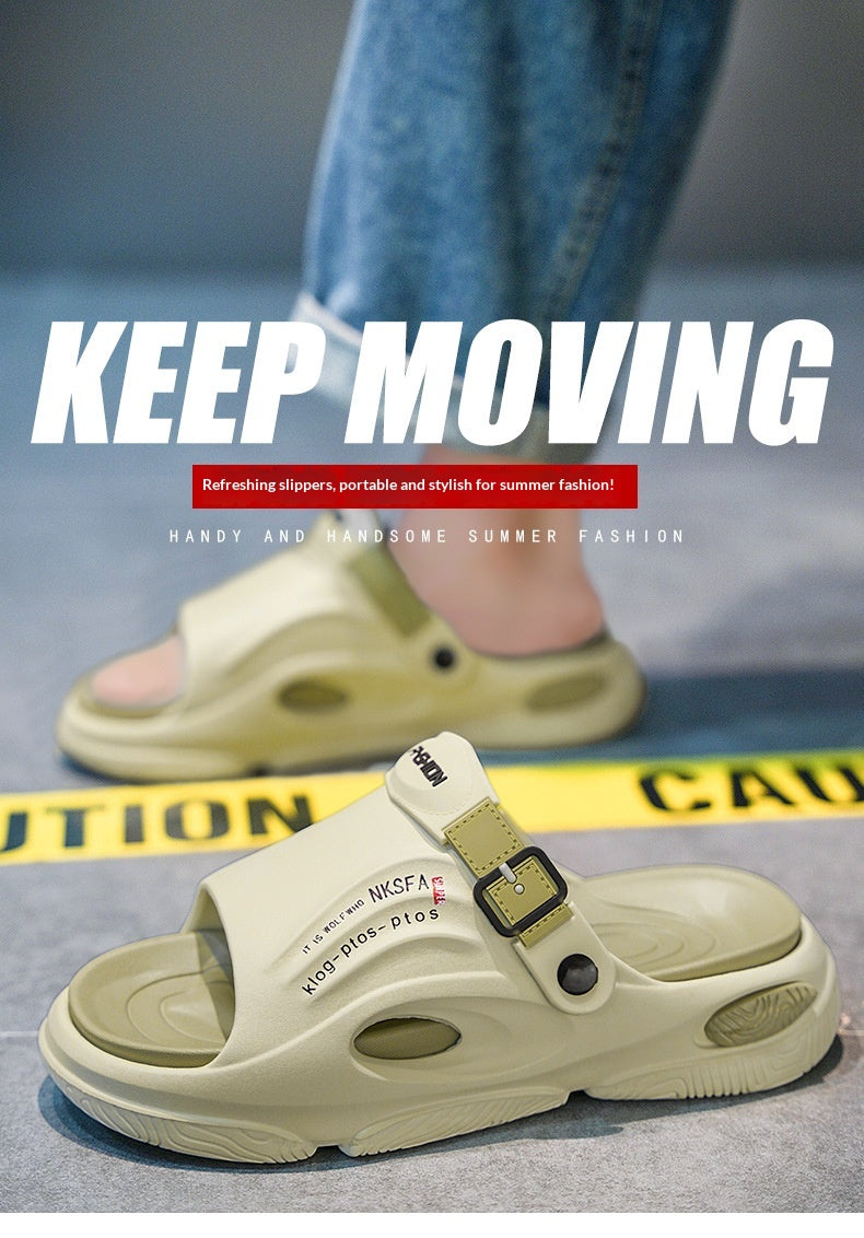 Mens Summer Outdoor Slippers With A Non-slip Step-on-poop Feel