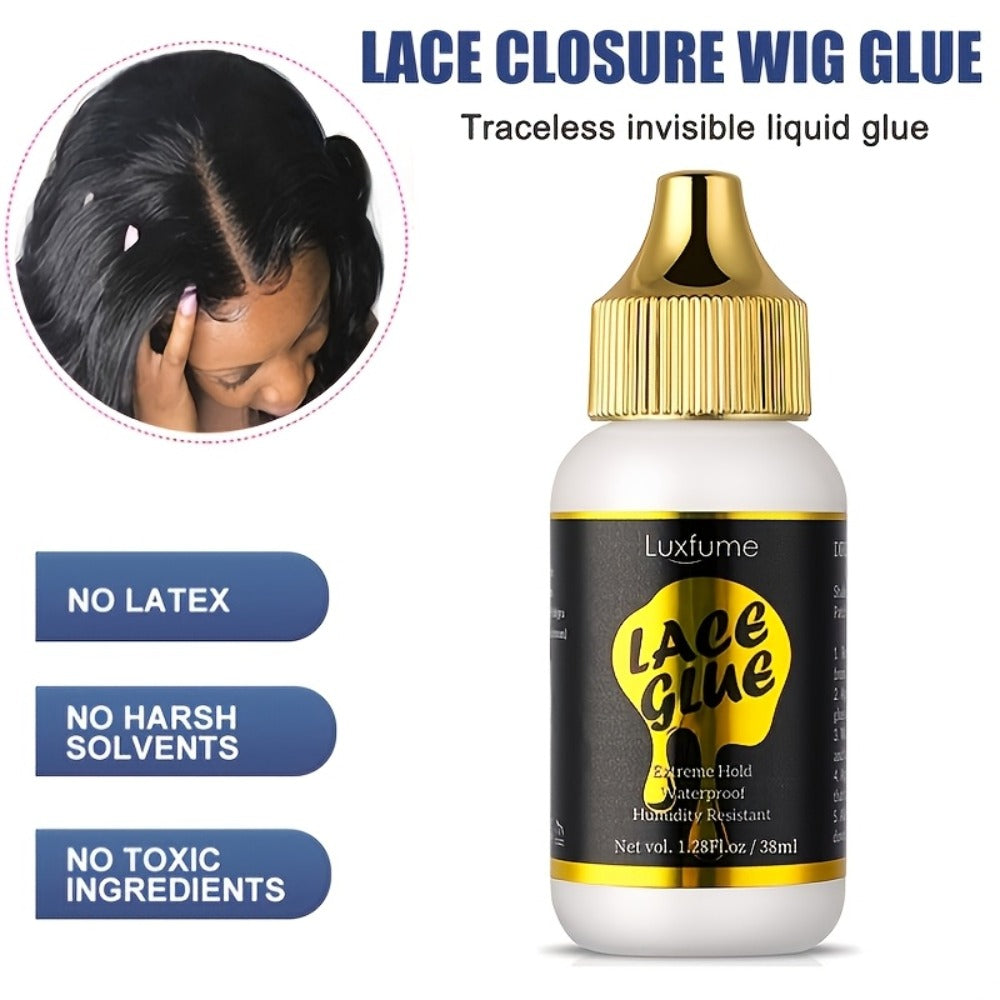 Lace Front Wig Glue Extreme Hold 3-Pack Invisible Clear Drying Liquid Adhesive for HD Lace for Home, Travel and Salon Hair St