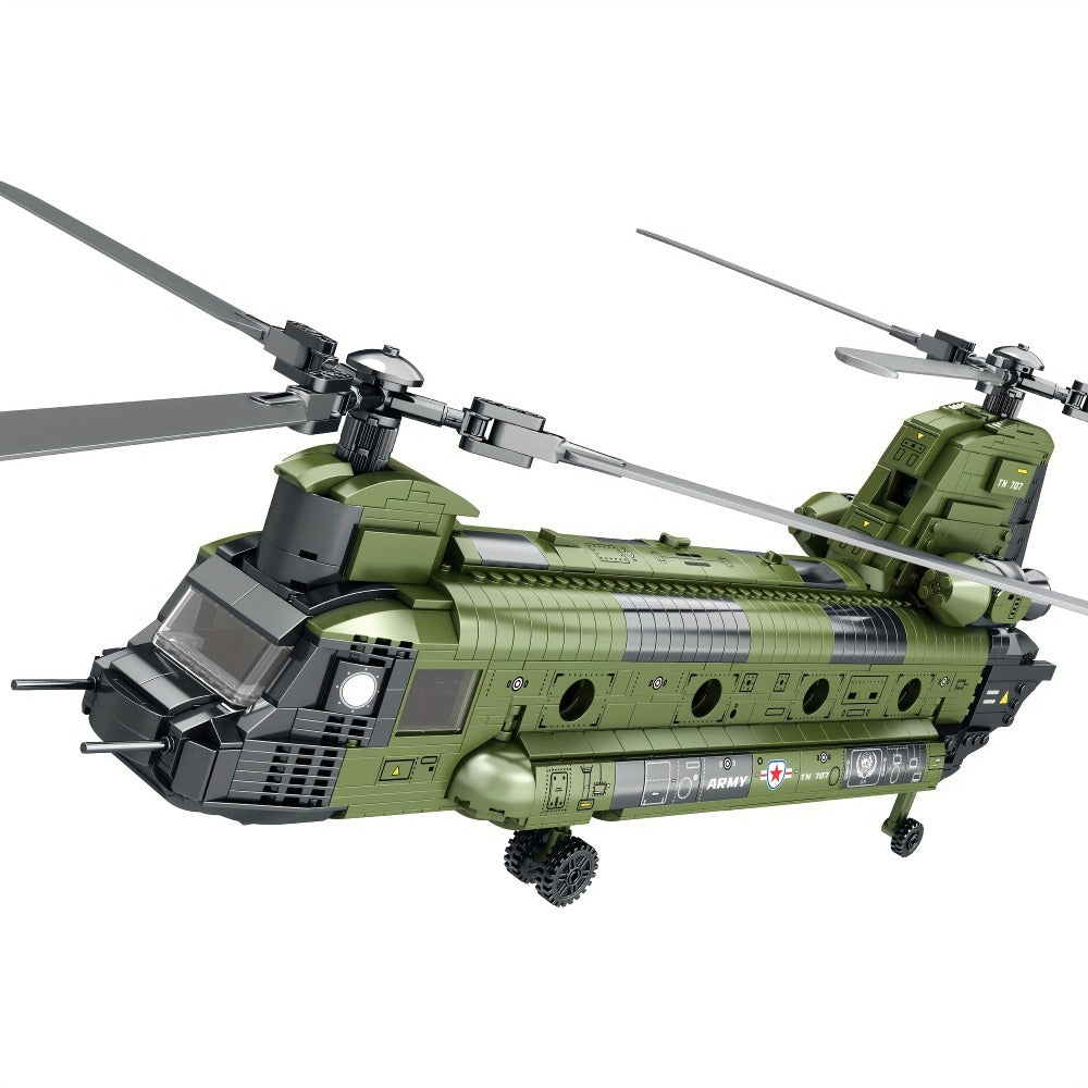 Chinook Helicopter Building Blocks Set 1622 Pcs – US Military CH-47 Transport Helicopter MOC Model Kit Adults Teens Aviation 
