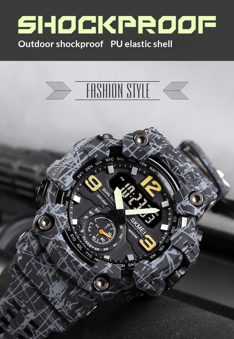Outdoor Shockproof Plastic Men's Watch With Large Dial, Sports Digital Display, And Synchronized Electronic Watch