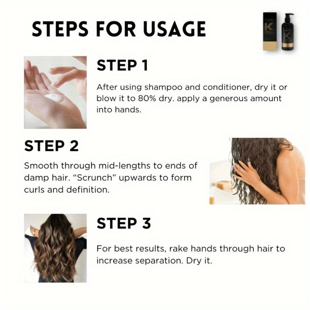 Curl Defining Cream and Detangling Brush Set by KALISPRO with One or Two 300ml Pump Bottles — image 21