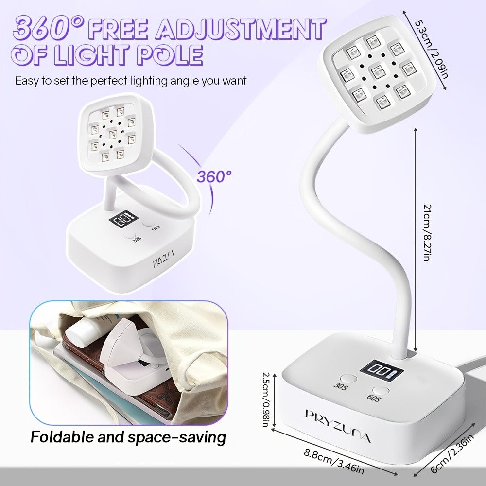 UV LED Nail Lamp Smart Sensor Auto-Start Rechargeable Cordless with 360° Flexible Gooseneck LCD Display 30s 60s Timer — image
