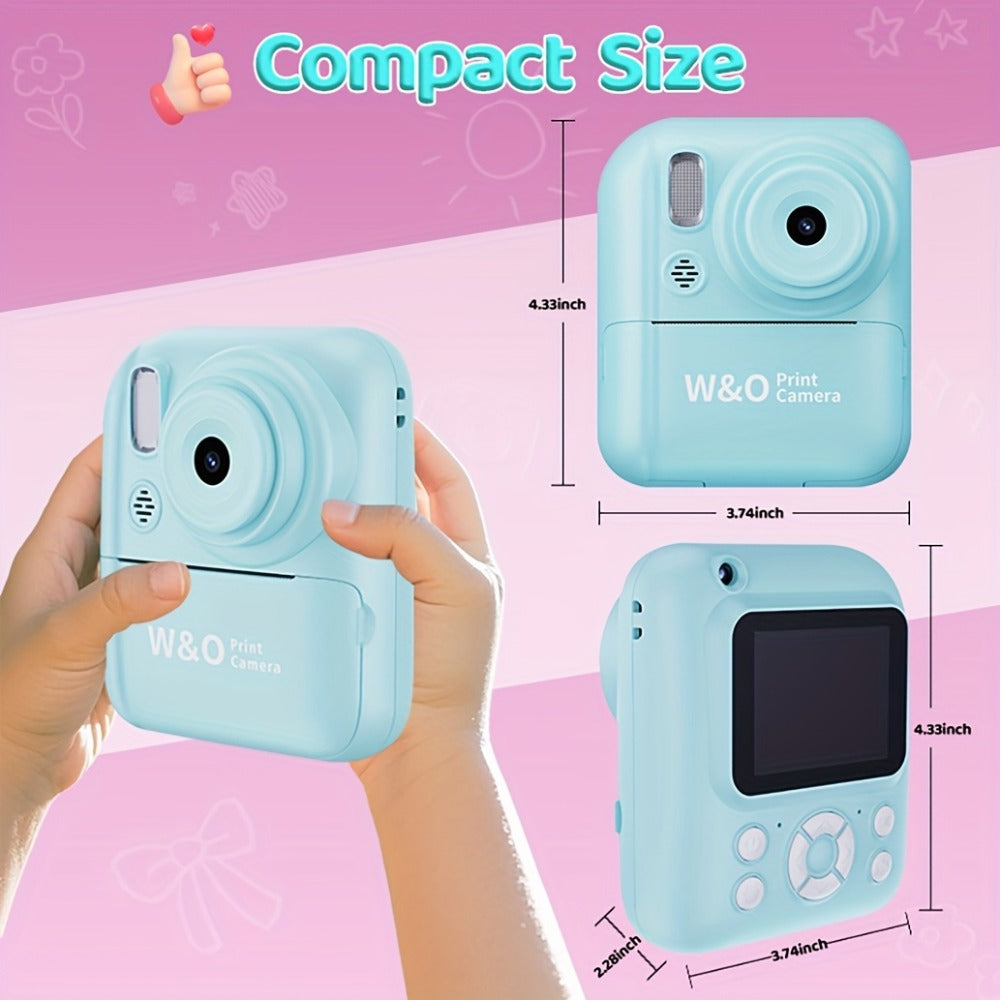 Kids Instant Print Digital Camera 1080P with 2.4" Screen, 3 Rolls Print with the Listed Color, Size or Set Options for Everyd