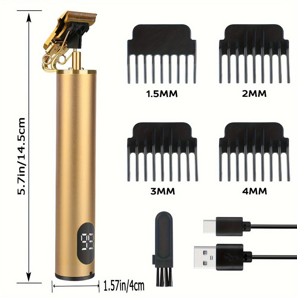 T-Blade Trimmer for Men Cordless Rechargeable – Nano Titanium Alloy Blades LED Display 4 Guide Combs 1.5-4mm — image 7