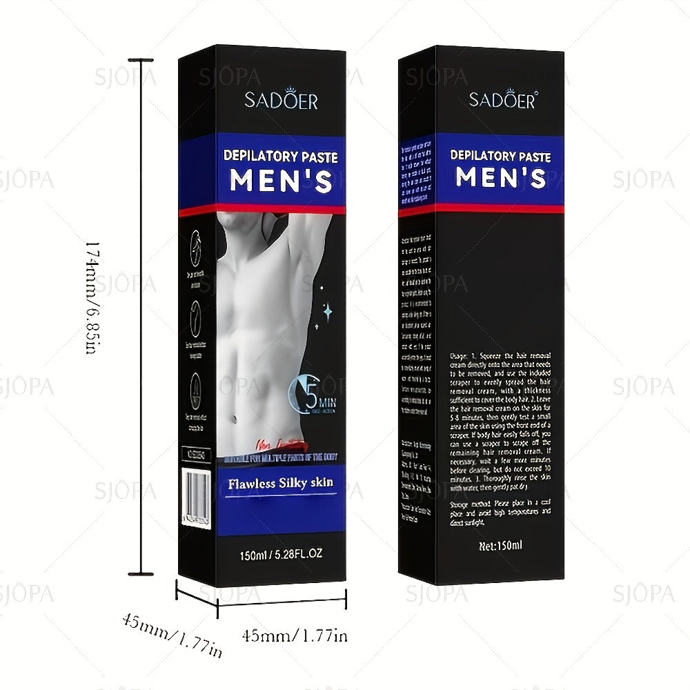 Hair Removal Cream ADOER 150ml Pump Bottle for Men’s External Chest Back Arm and Leg Grooming — image 4