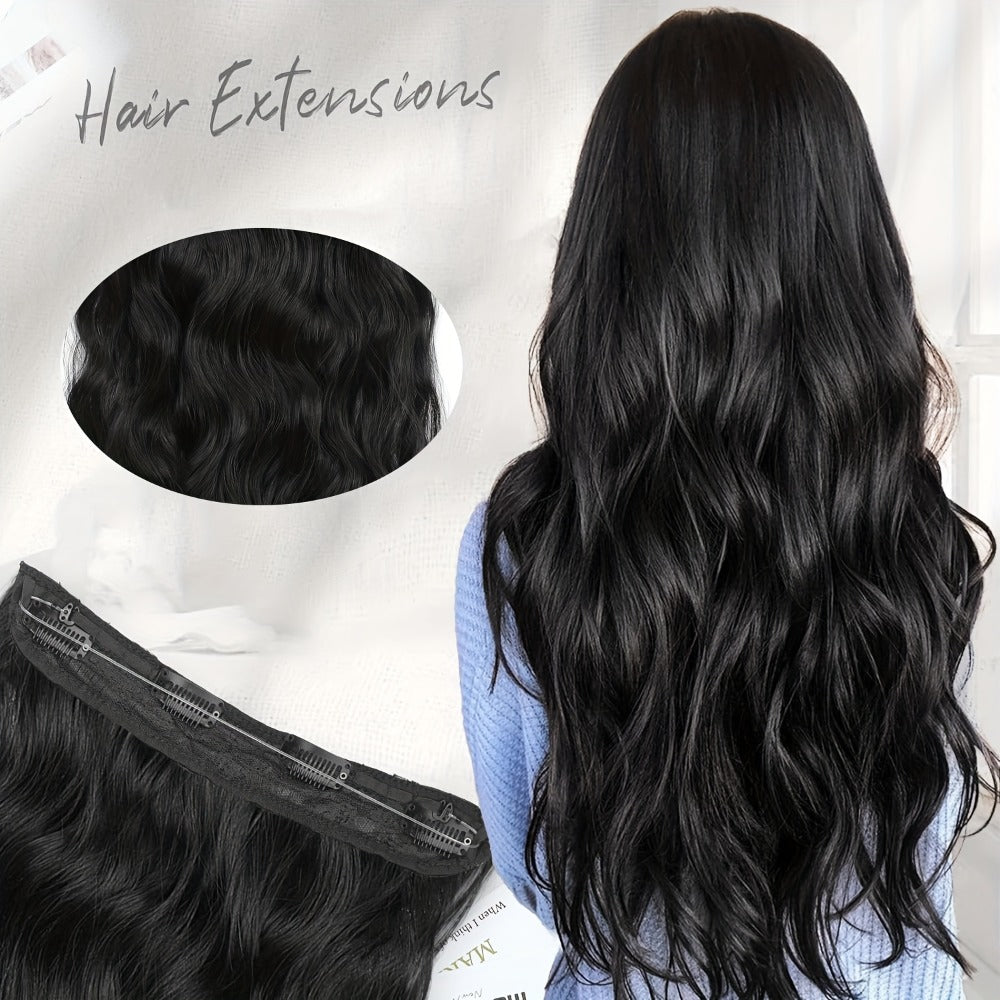 Invisible Wire Hair Extensions 22 Inch for Women – Transparent Fish Line 4 Clips Long Wavy Hairpiece for Thin Fine Hair — ima