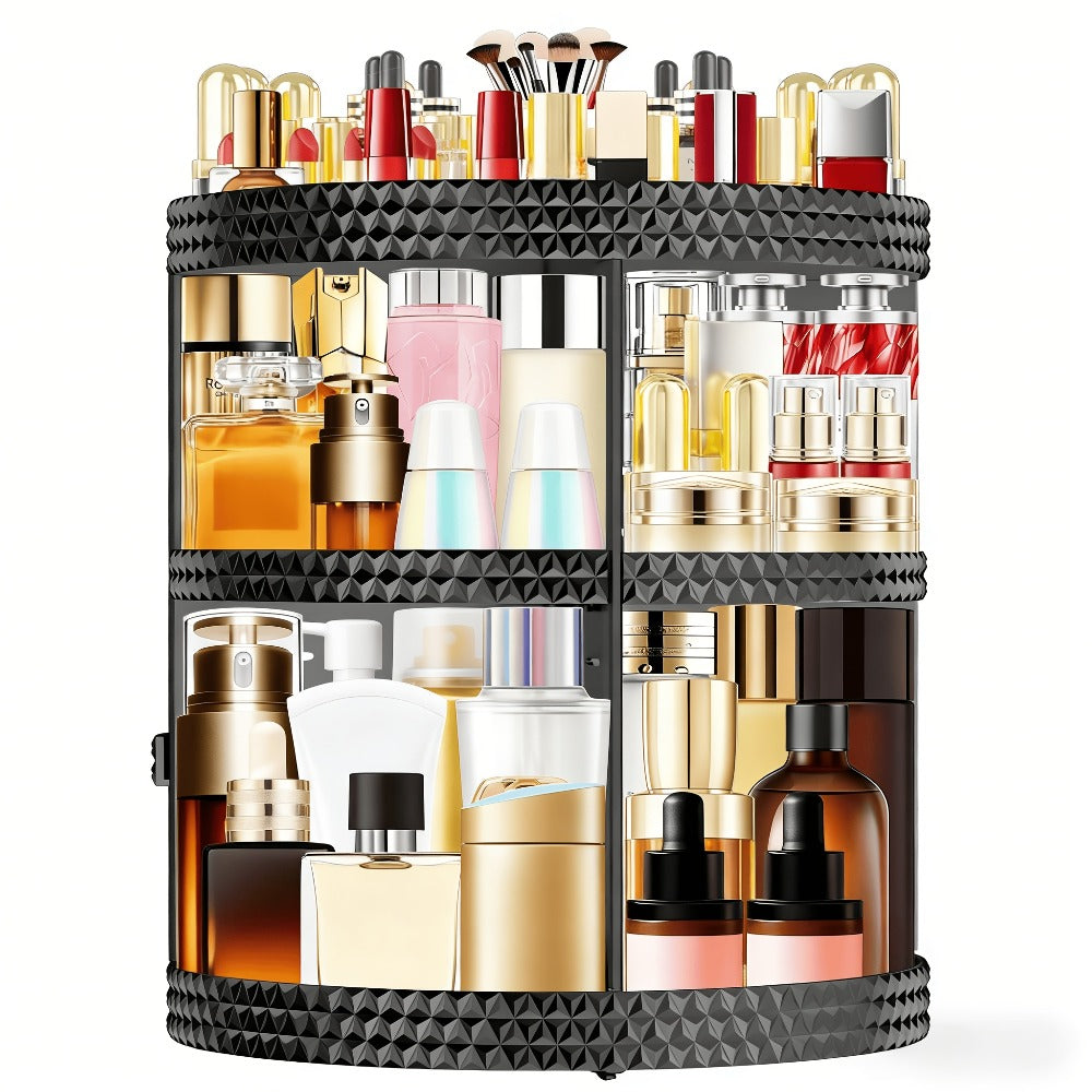 Rotating 360 Makeup Organizer Spinning Cosmetic Storage Display Rack 7 Adjustable Layers Large Capacity Skincare Holder for V