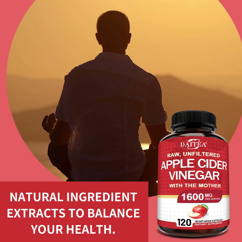 Apple Cider Vinegar Capsules 1600mg with Vitamin & Mineral Blend, Digestion for Bath Time, Home Spa and Personal Care — image