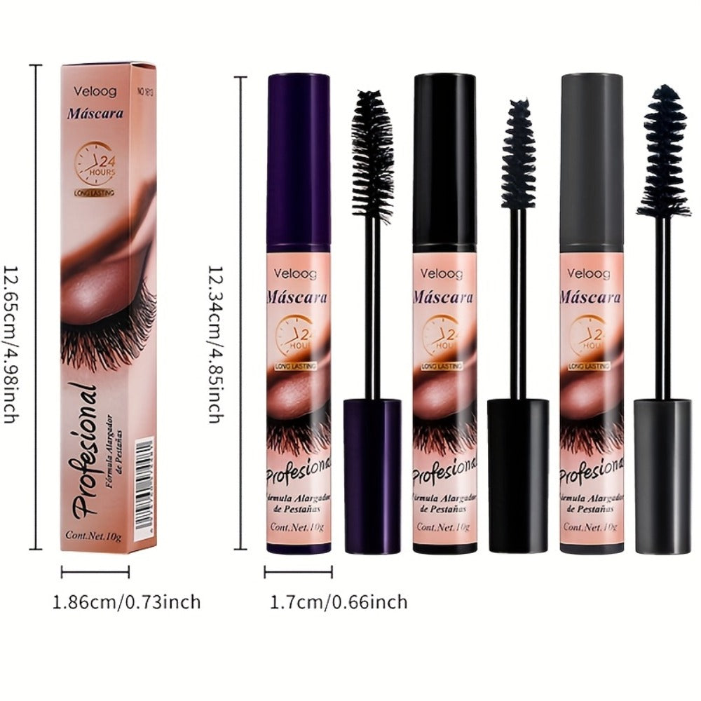 Waterproof Mascara Set 3 Piece, Lengthening Volumizing Curling Lash Mascara with Sea Urchin Spiral Conical Brush Heads — imag