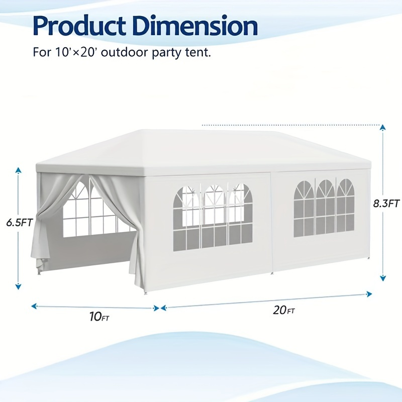 Party Tent 10x20 Outdoor Canopy Gazebo 6 Removable Sidewalls Wedding for Garden, Patio and Yard Use — image 7