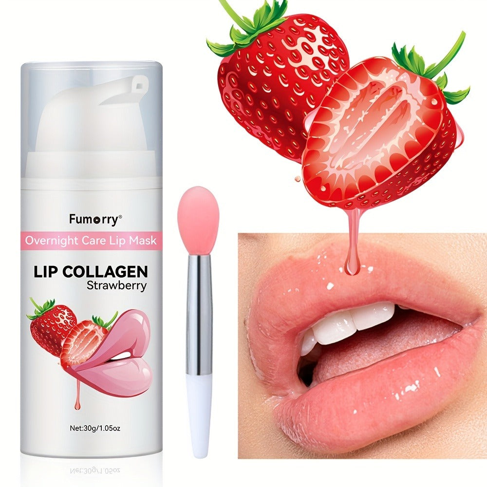 30g / 1.05oz Fumerry Lip Collagen Strawberry-Labeled Pump Bottle with Pink Applicator and 9.7cm Height — image 6