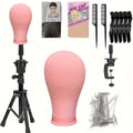 Mannequin Head Wig Stand Set with Adjustable Tripod 22 Inch Cosmetology Manikin Head for Wigs Styling Practice Display Pink B