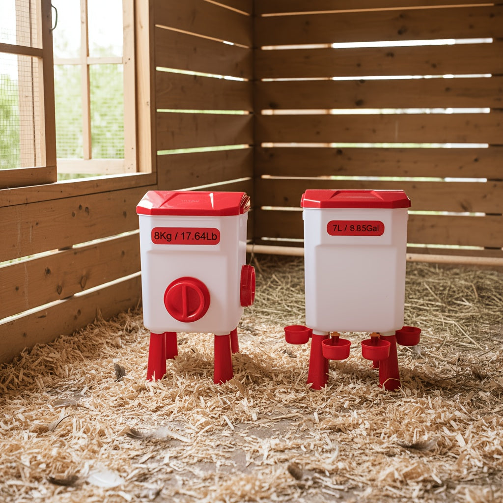 Chicken Waterer Float Ball 2 3 Gallon Feeder Combo Set for Garden, Patio and Yard Use, with the Listed Configuration — image 