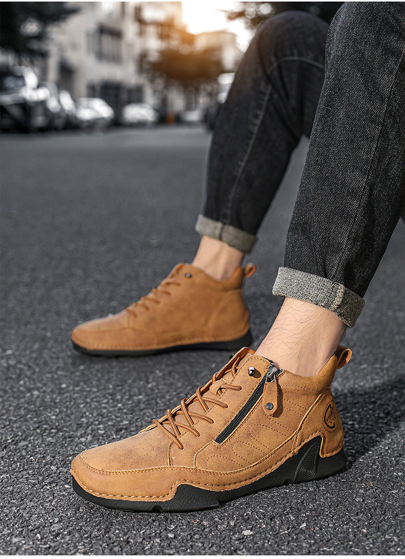 Mens Casual Leather Shoes Plus-size Athletic Shoes