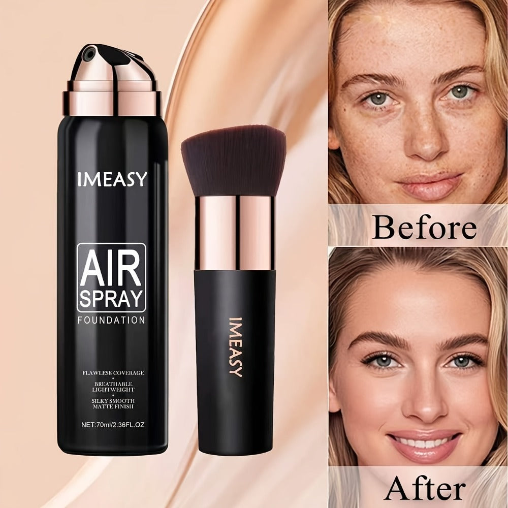 IMEASY 70ml Air-Spray Liquid Foundation and Flat-Top Brush Set in Shade Codes 01, 02 or 03 — image 1