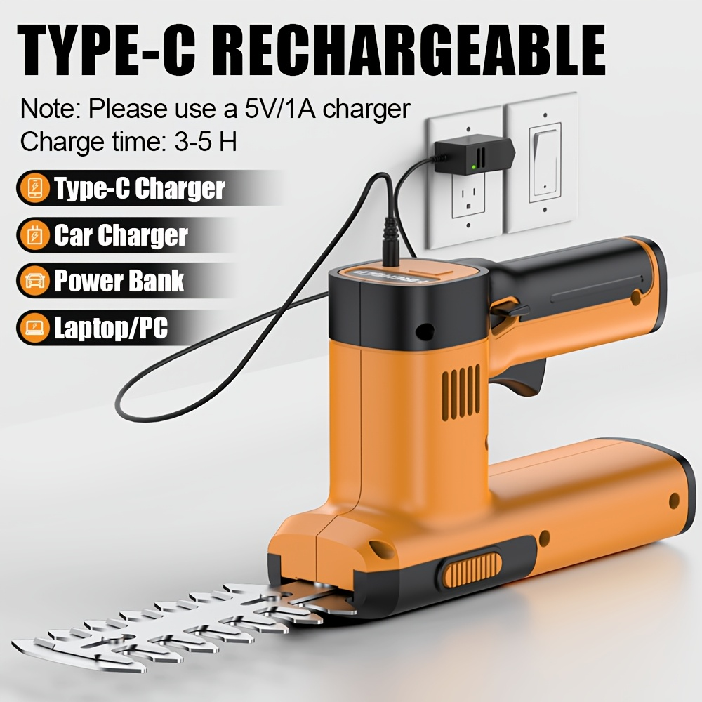 Electric Hedge Trimmer 2-in-1 Cordless with Rechargeable Lithium Battery, Brushless Motor Pruning Shears & Grass Shrub Cutter