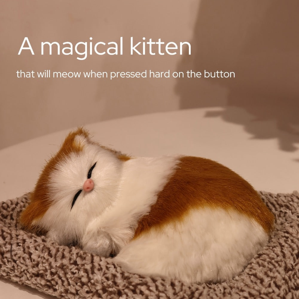 Plush Toy Realistic Sleeping Cat with Meow Sound in Four Coat Patterns for Desk or Room Display — image 22