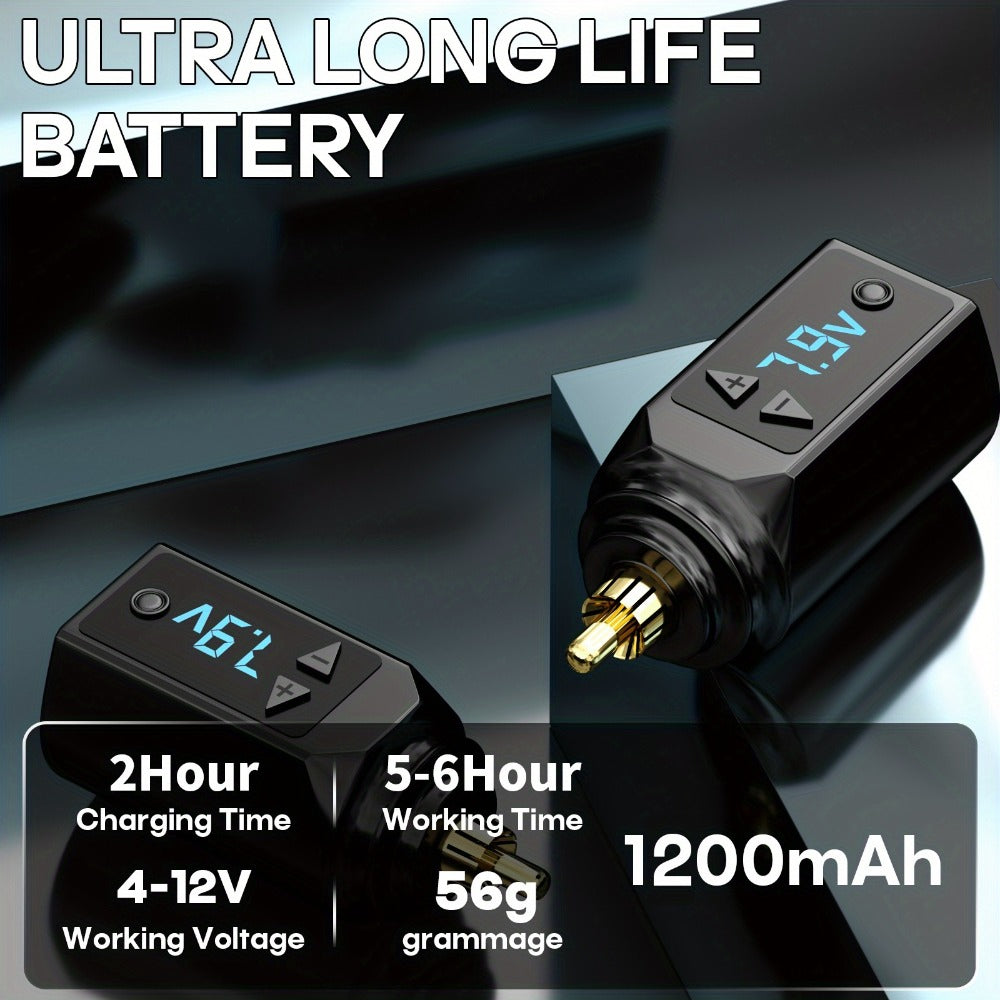 PS083 1200mAh RCA Tattoo Power Supply with LED Voltage Display, 3–12V Control and USB Charging — image 3