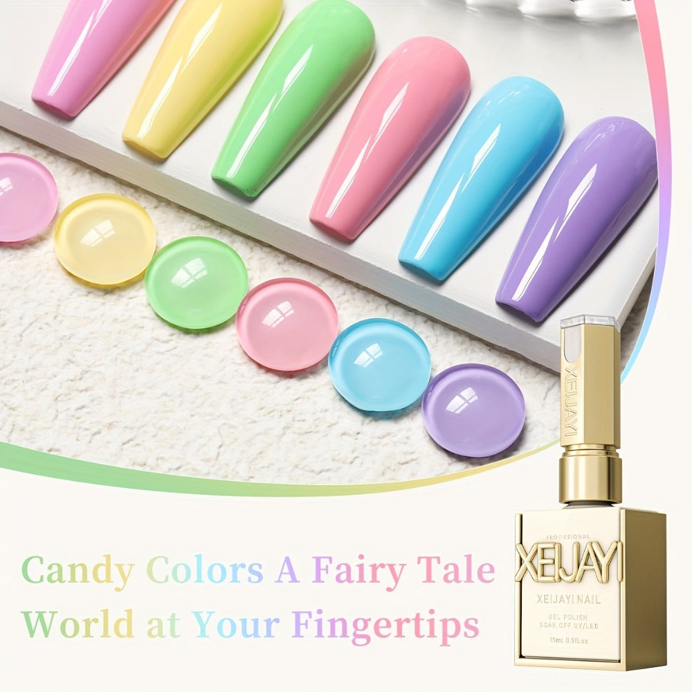 Gel Nail Polish Set with XEIJAYI Label, 6 Sweetheart Candy Gel Colors in Shades 118 to 123 — image 9