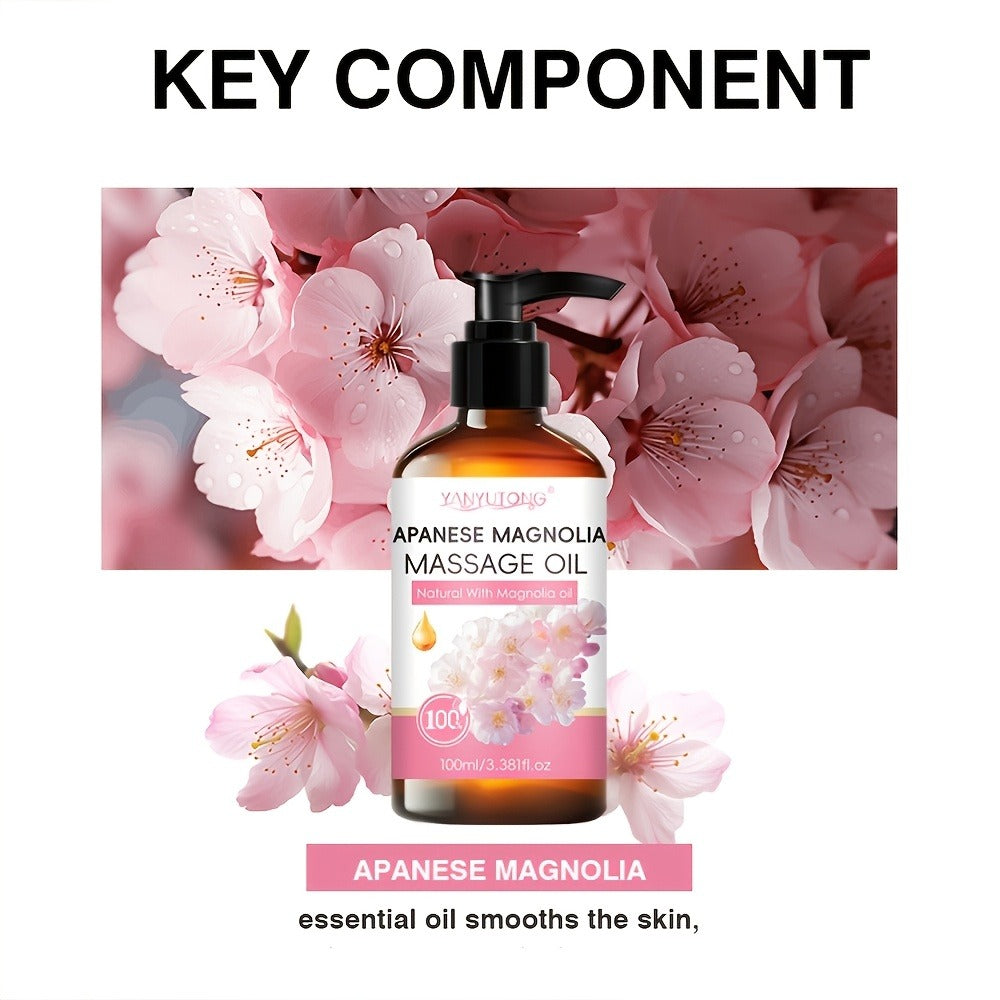 Cherry Blossom Couples Massage Oil with Glycerin 100ml – Nourishing Hydrating Aromatherapy Body Oil Natural Relaxing Floral S