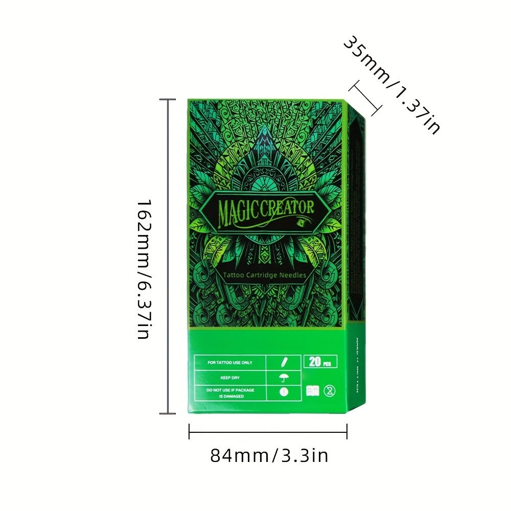 Tattoo Cartridge Needles with MAGICCREATOR Label, 20-Piece Box with 25 RL RS CM M1 Options — image 4