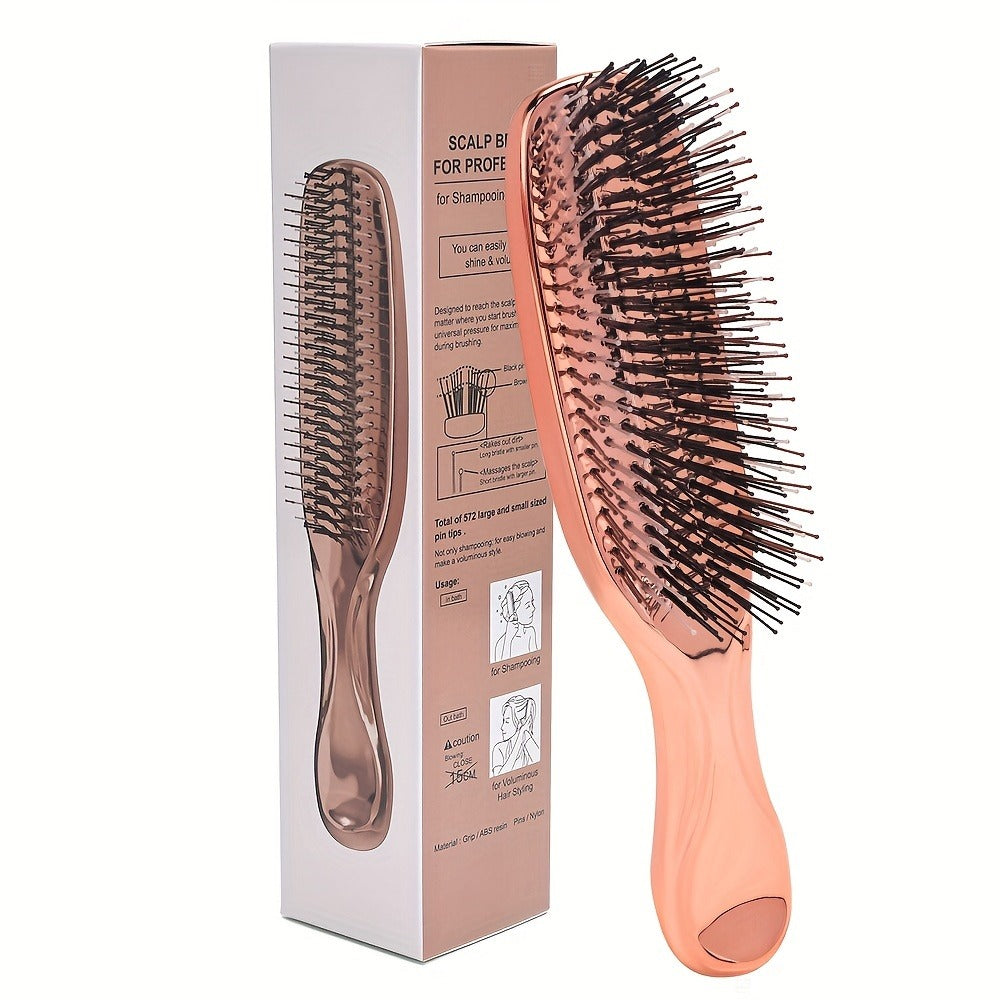Air Cushion Comb Scalp Massage Brush Anti-Static Detangling Hair Comb Electroplated Flexible Cushion Pins Frizz Control Stimu