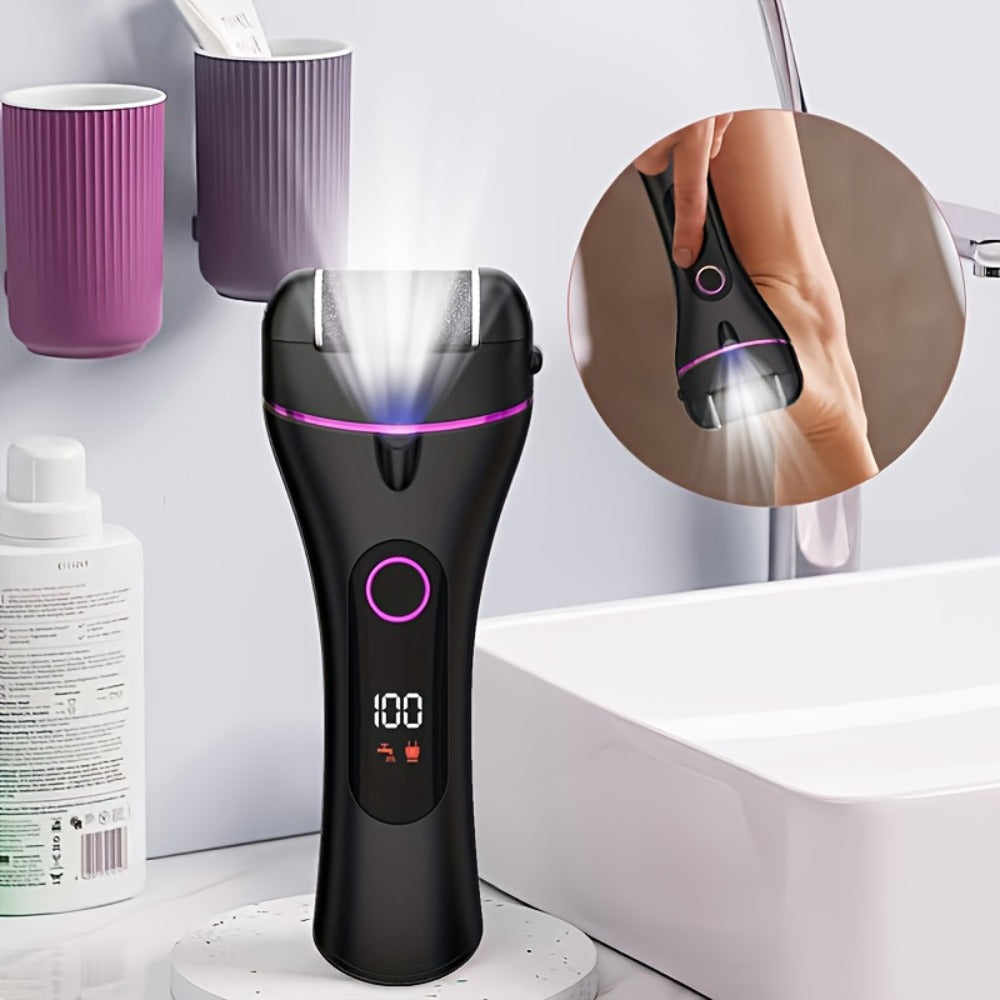 14-in-1 Rechargeable Electric Foot Care Kit with Three Roller Heads, Display and Black or Purple Finish — image 7