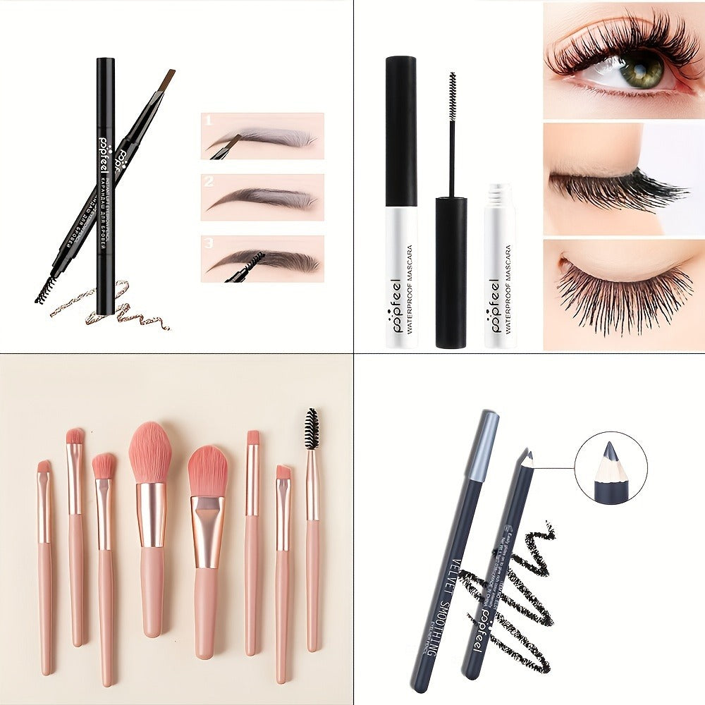 40 Shade Eye Makeup Gift Set with Eyeshadow Palette, Brush, Eyeliner & Eyebrow Pencil, for Makeup, Travel and Everyday Vanity