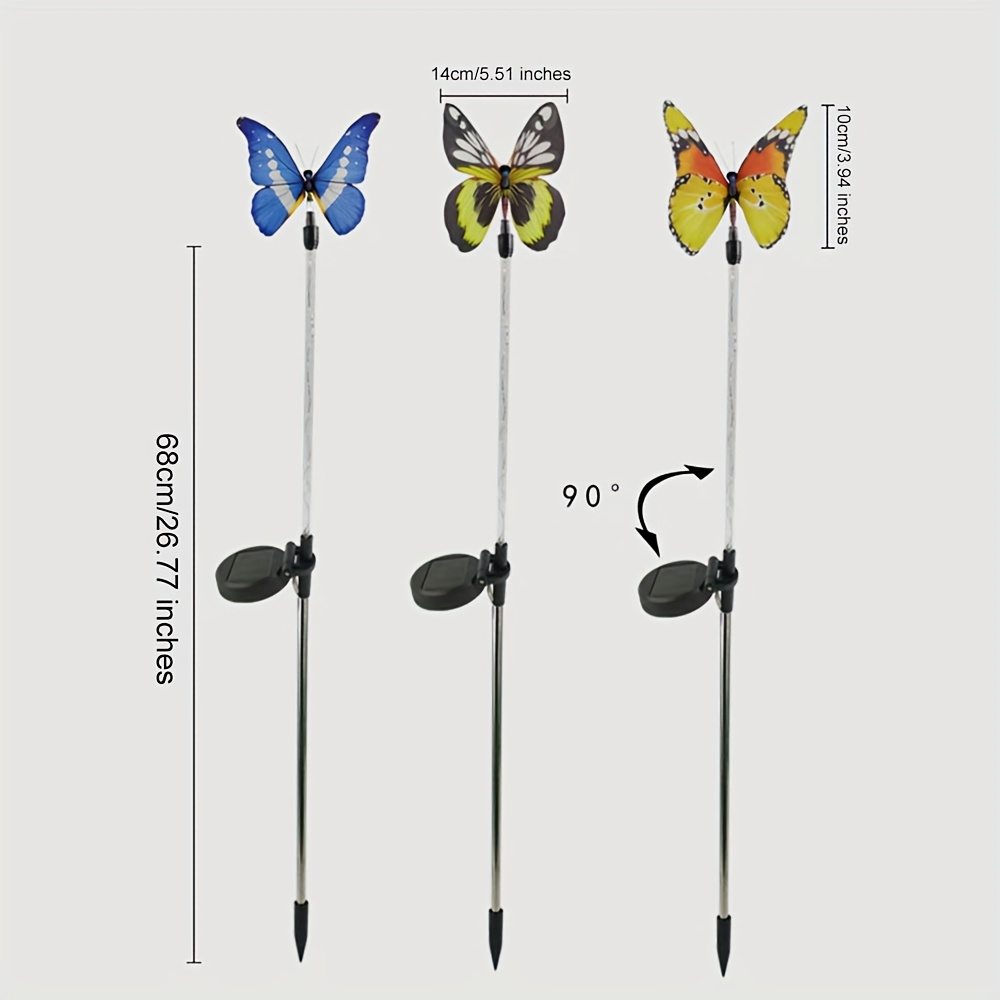 Solar Garden Lights Butterfly Stakes with Color-Changing LEDs in 3- or 6-Pack Sets for Lawn Decor — image 7