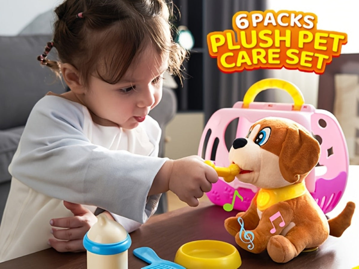 Interactive Plush Dog Toy for Toddlers with Carrier Set Music Lights Sounds with the Listed Color, Size or Set Options for Ev