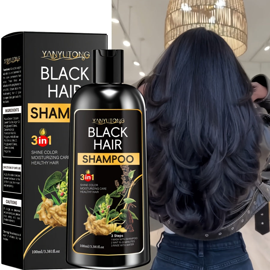 Hair Dye Shampoo Natural Plant Pigments, Fast Gray Hair Coverage in 1 Wash, 3.38oz Travel Size, Black Brown Chestnut Brown — 