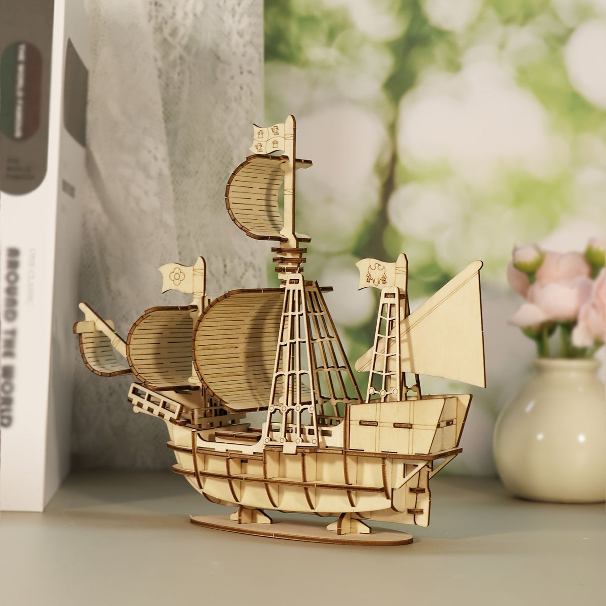 3D Wooden Model Kit Ocean Sailboat – DIY Assembly Puzzle for Adults & Teens, Handcrafted Sailing Ship Brain Teaser — image 9